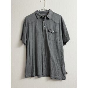 Howler Bros Ranchero Polo Shirt Mens L Gray Short Sleeve Pearl Snap Western